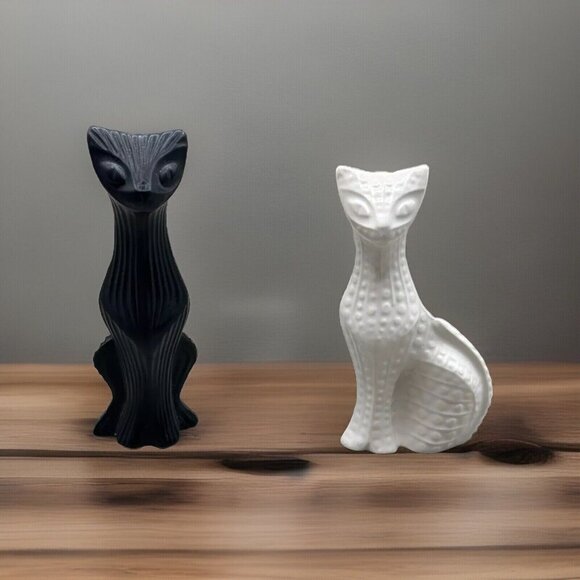 Jonathan Adler Salt Pepper Shakers Black White Cat Set Never Used Flaws Noted - Picture 1 of 13